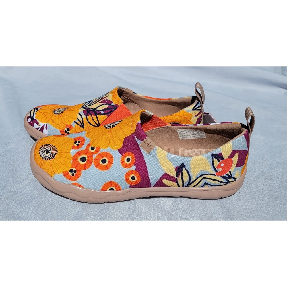 UIN Women Art Travel Shoes Floral Canvas Slip On Loafers Size 10.5 NWT